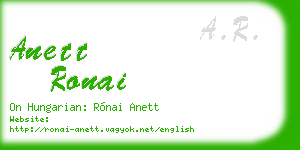 anett ronai business card