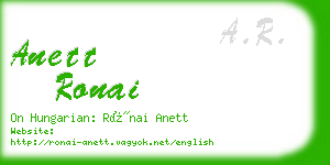 anett ronai business card